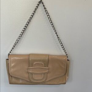 Vintage Charles David tan leather 90’s Y2K silver chain buckle shoulder bag
